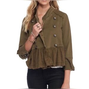 Free People Olive Green Military Bomber Jacket Size XS